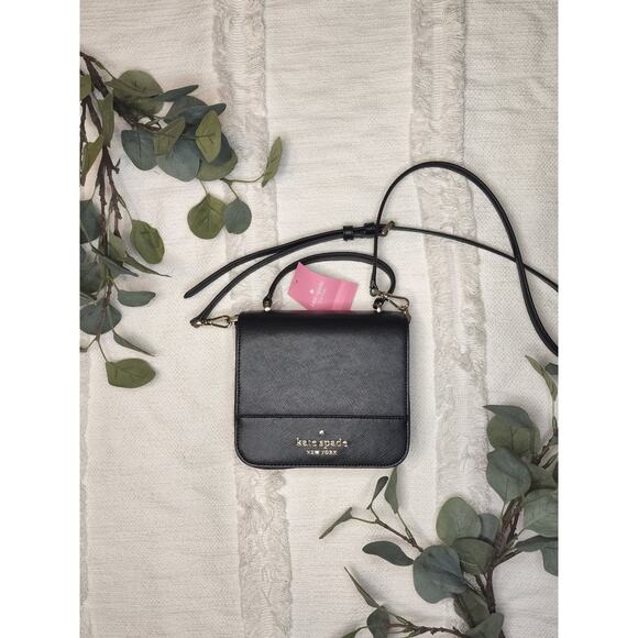Kate Spade Square Crossbody in Black Saffiano Leather